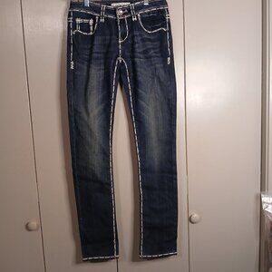 Liuce's Jeans Junior Size 3 Contest White Stitching/Rhinest Embellish (0646P3)